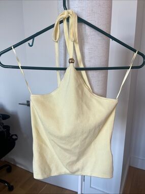 Edikted Light Yellow Halter Knit Tank Top